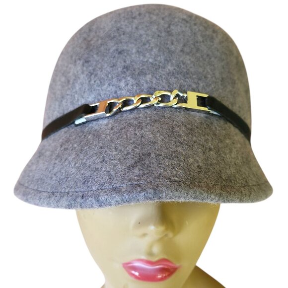 Calvin Klein Gray 100% Wool Cloche Bucket Hat OS - Picture 2 of 8